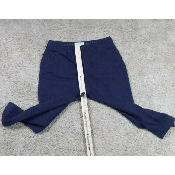 ST JOHN'S BAY Pants Women's Straight Leg Crop Stretch Med Rise Solid Blue 6 - Picture 4 of 11